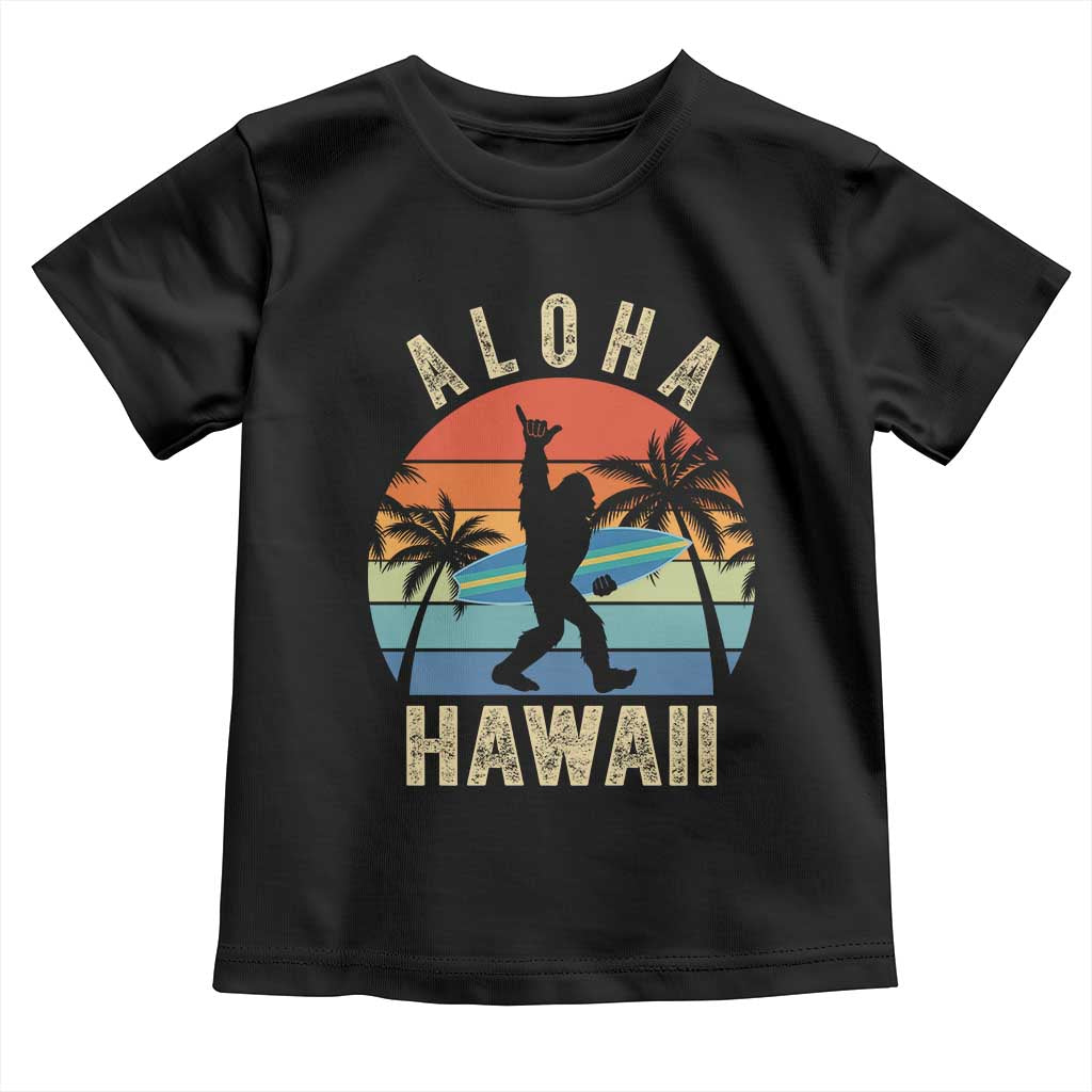 Funny Bigfoot Aloha Hawaiian Surfing Toddler T Shirt Tropical Beach Surfer Gift