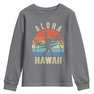 Funny Bigfoot Aloha Hawaiian Surfing Youth Sweatshirt Tropical Beach Surfer Gift TS14 Charcoal Print Your Wear