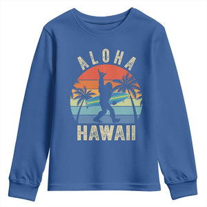 Funny Bigfoot Aloha Hawaiian Surfing Youth Sweatshirt Tropical Beach Surfer Gift TS14 Royal Blue Print Your Wear
