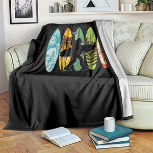 Funny Bigfoot Aloha Hawaiian Surfing Tropical Beach Surfer Throw Blanket