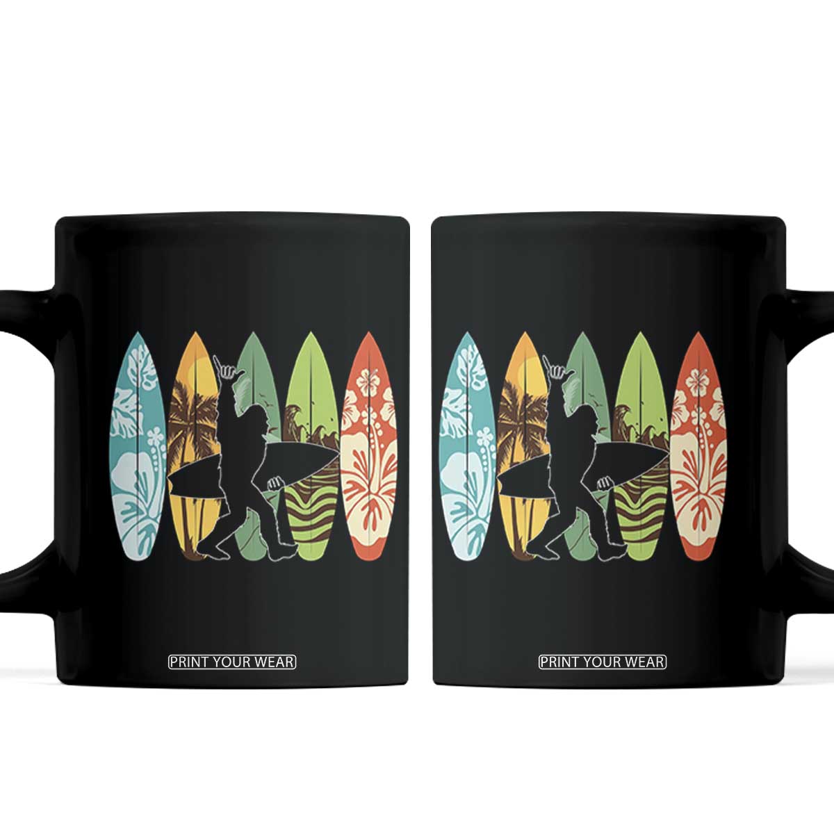 Funny Bigfoot Aloha Hawaiian Surfing Tropical Beach Surfer Coffee Mug