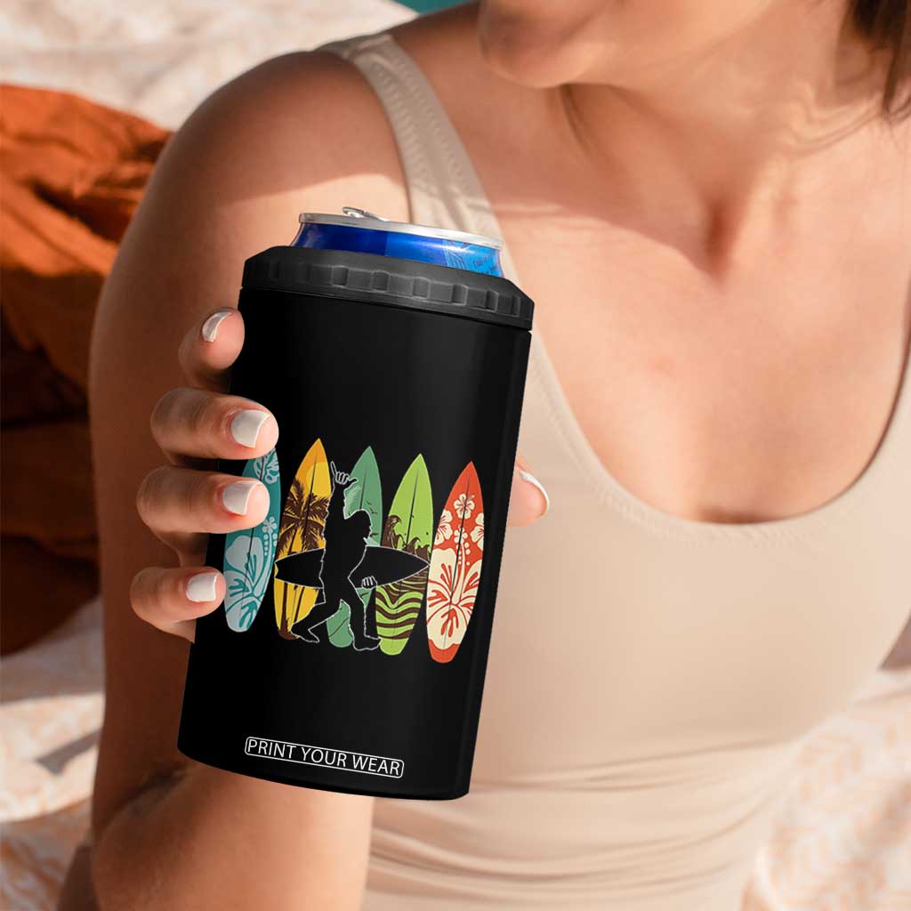 Funny Bigfoot Aloha Hawaiian Surfing Tropical Beach Surfer 4 in 1 Can Cooler Tumbler
