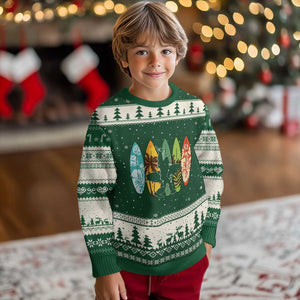 Funny Bigfoot Aloha Hawaiian Surfing Tropical Beach Surfer Ugly Christmas Sweater TS14 Forest Green Beige Print Your Wear