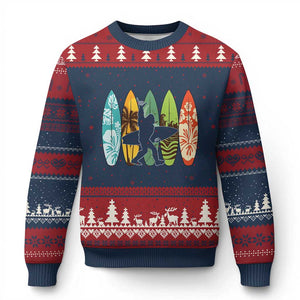 Funny Bigfoot Aloha Hawaiian Surfing Tropical Beach Surfer Ugly Christmas Sweater TS14 Navy Red Print Your Wear