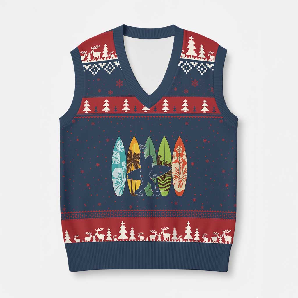 Funny Bigfoot Aloha Hawaiian Surfing Tropical Beach Surfer V-Neck Knit Sweater Vest TS14 Navy Red Print Your Wear