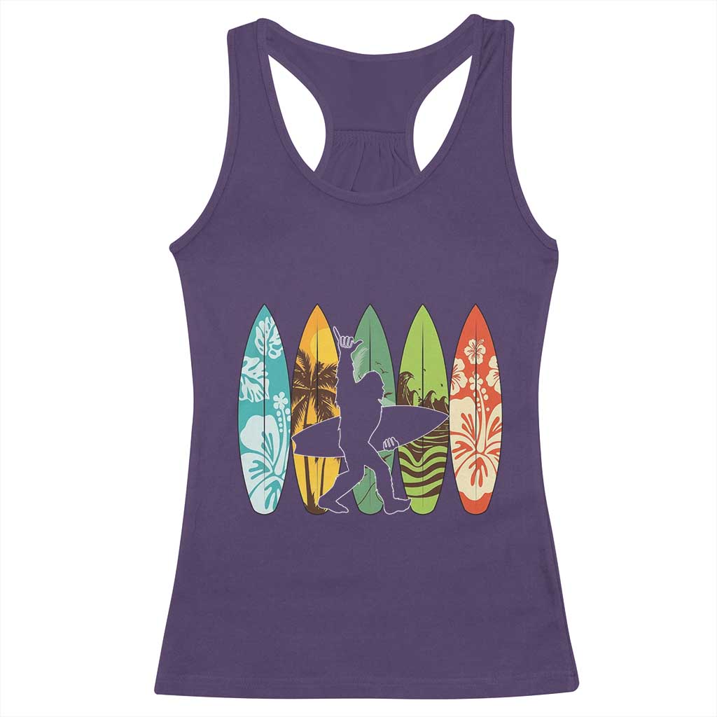 Funny Bigfoot Aloha Hawaiian Surfing Tropical Beach Surfer Racerback Tank Top