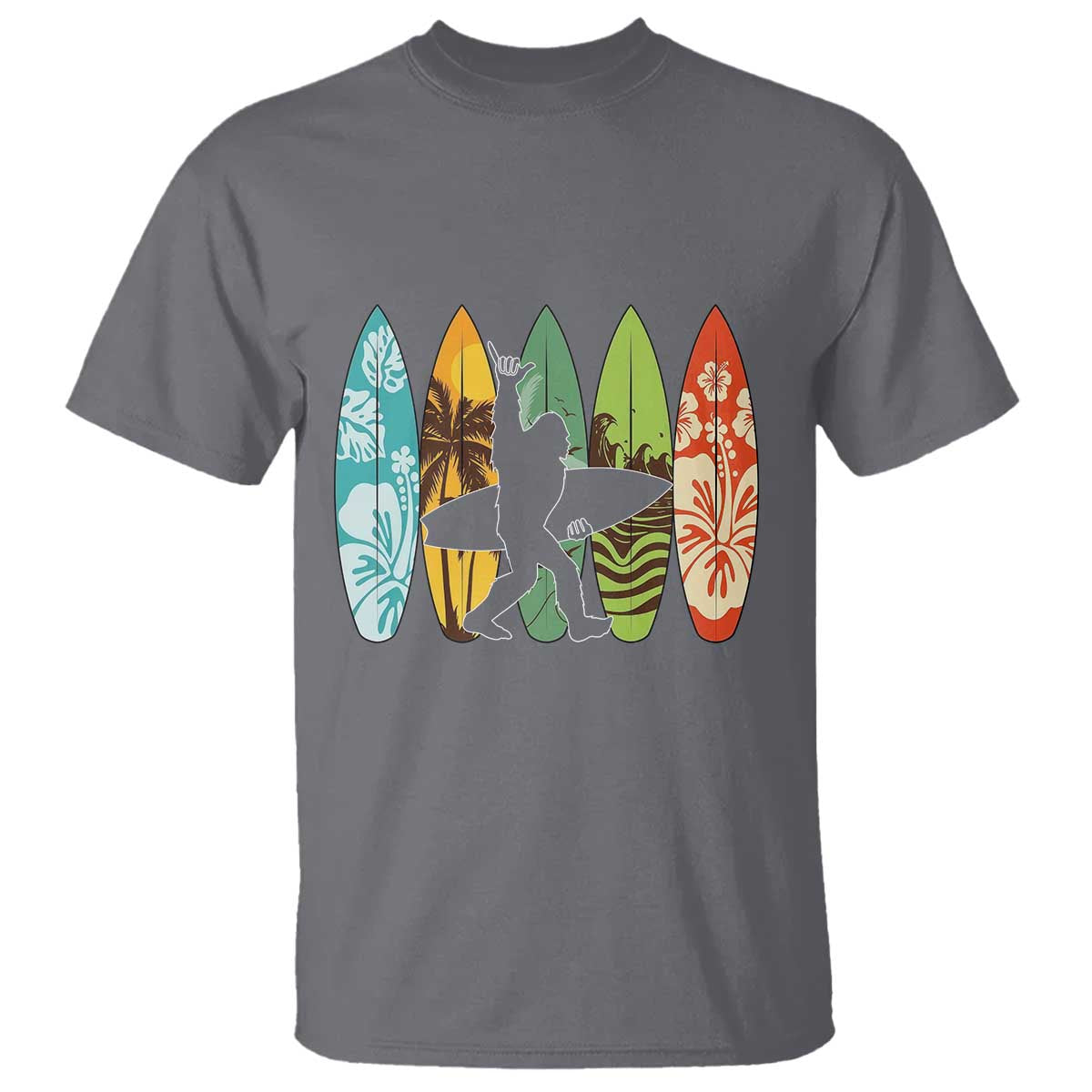 Funny Bigfoot Aloha Hawaiian Surfing Tropical Beach Surfer T Shirt