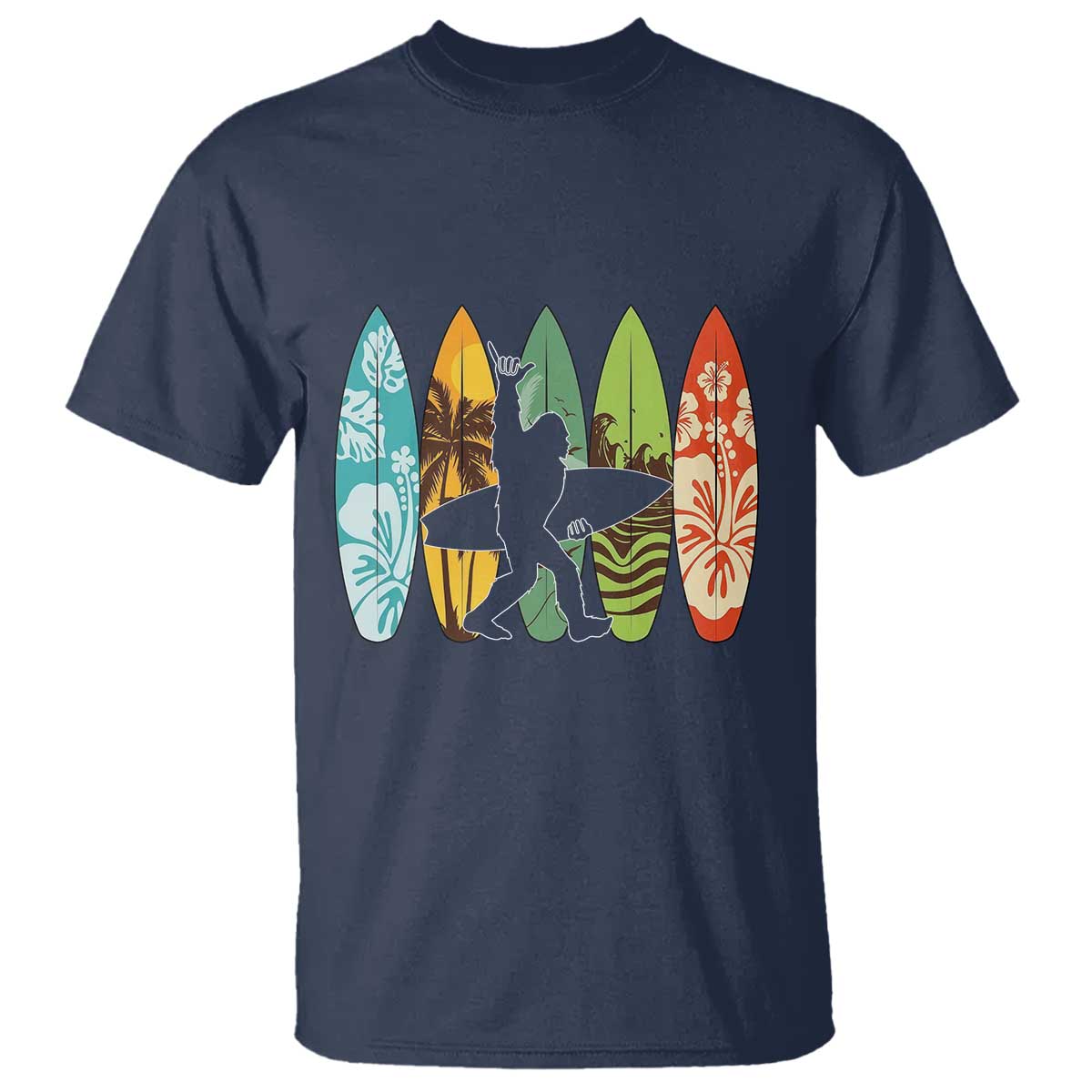 Funny Bigfoot Aloha Hawaiian Surfing Tropical Beach Surfer T Shirt