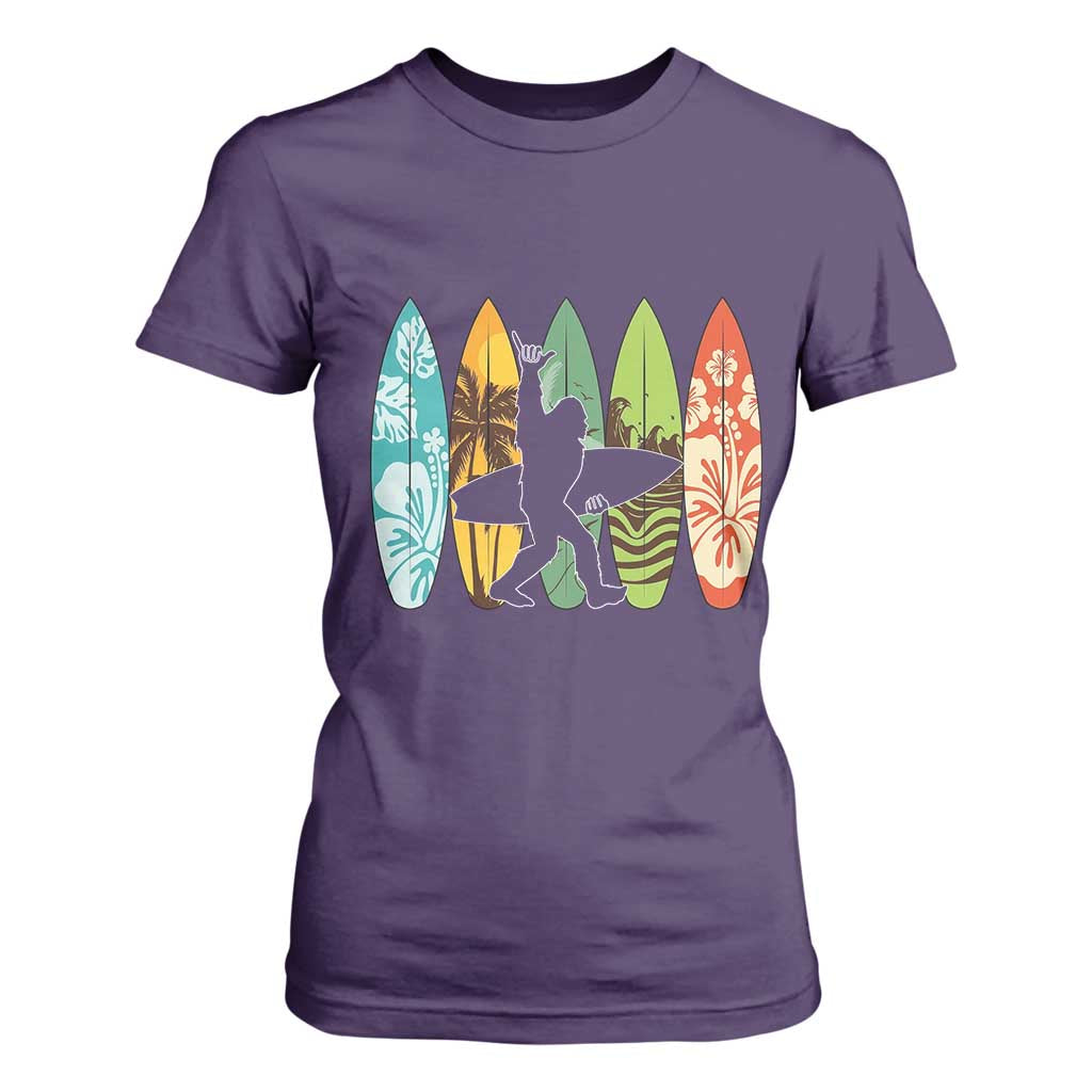 Funny Bigfoot Aloha Hawaiian Surfing Tropical Beach Surfer T Shirt For Women