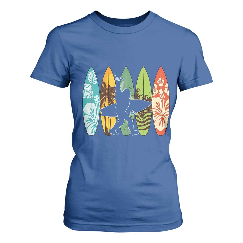 Funny Bigfoot Aloha Hawaiian Surfing Tropical Beach Surfer T Shirt For Women