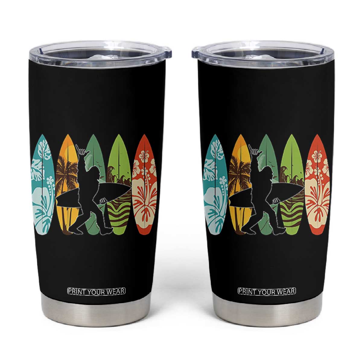 Funny Bigfoot Aloha Hawaiian Surfing Tropical Beach Surfer Tumbler Cup TS14 Black Print Your Wear