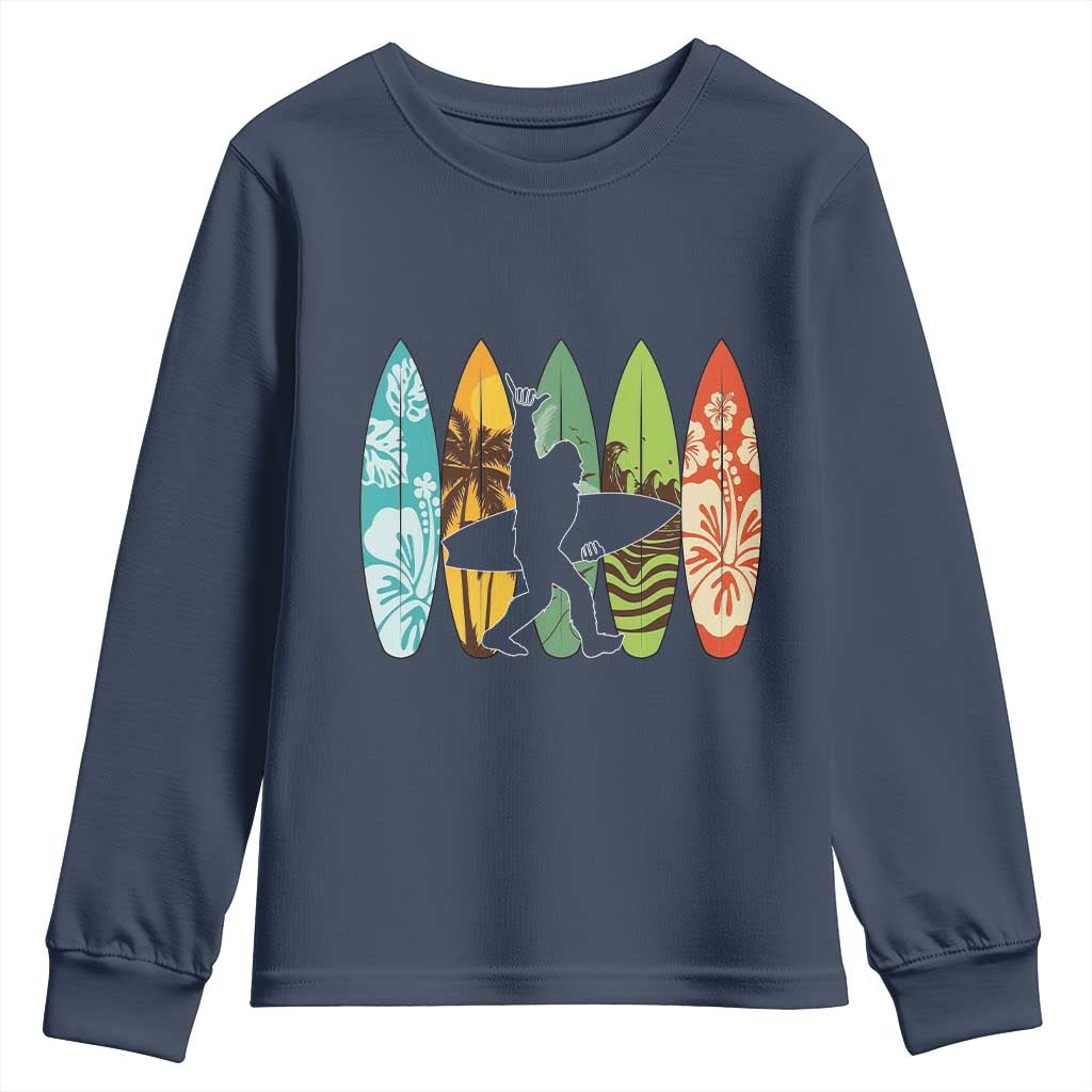 Funny Bigfoot Aloha Hawaiian Surfing Tropical Beach Surfer Youth Sweatshirt TS14 Navy Print Your Wear