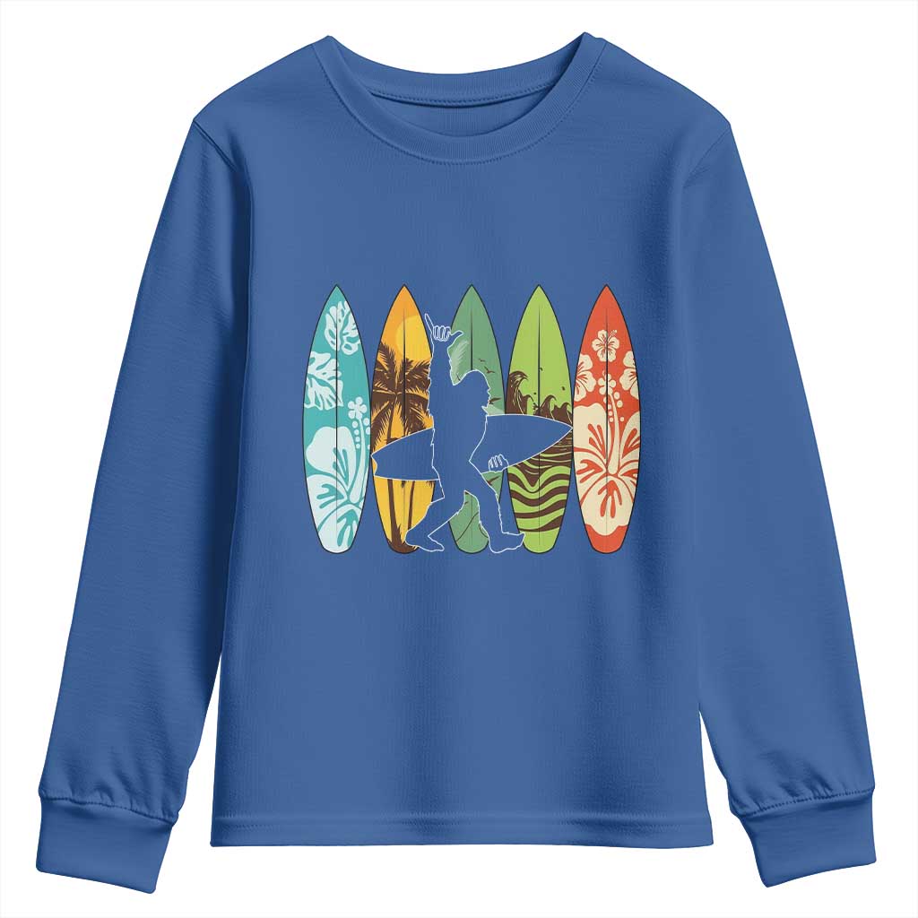 Funny Bigfoot Aloha Hawaiian Surfing Tropical Beach Surfer Youth Sweatshirt TS14 Royal Blue Print Your Wear