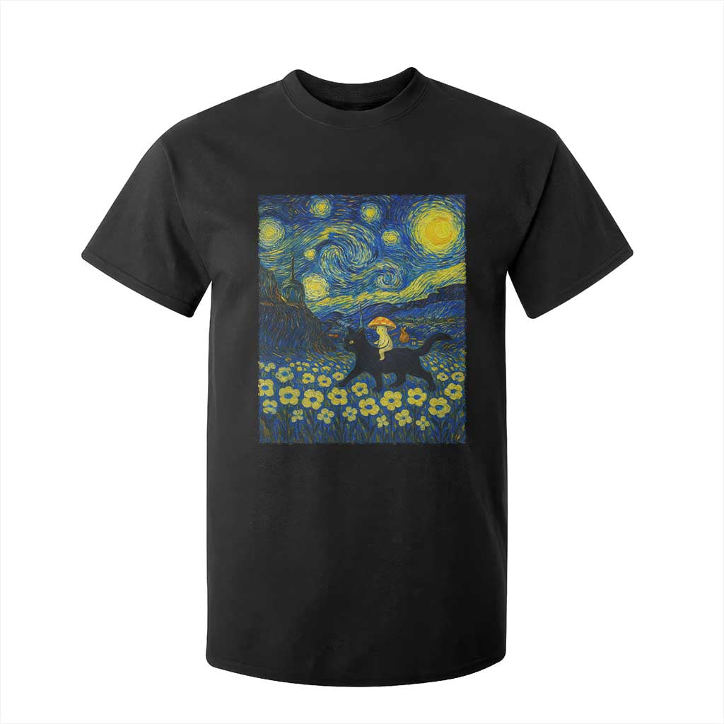 Cute Cottagcore Cat Mushroom T Shirt For Kid Starry Night Fungi Mycology Lover TS14 Black Print Your Wear