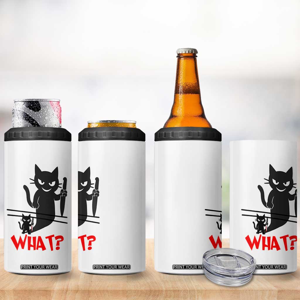 Murder Cat What 4 in 1 Can Cooler Tumbler Funny Black Kitty Holding Knife Meme TS14 Print Your Wear