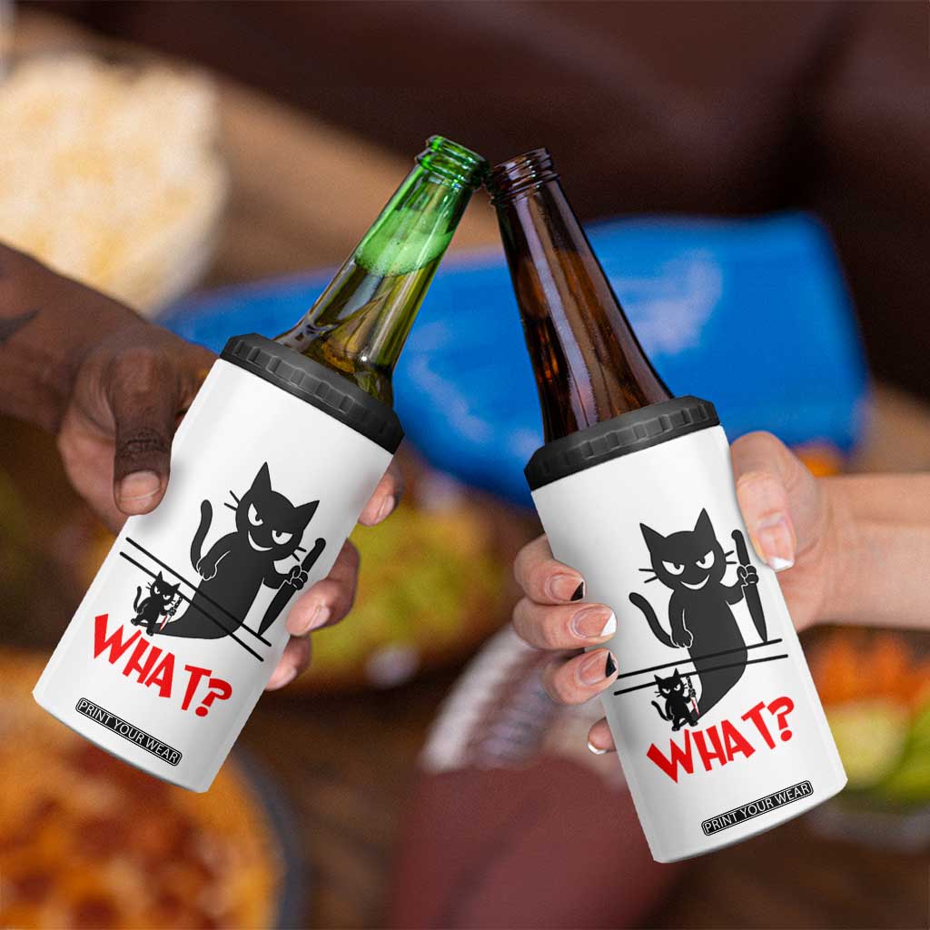 Murder Cat What 4 in 1 Can Cooler Tumbler Funny Black Kitty Holding Knife Meme TS14 Print Your Wear