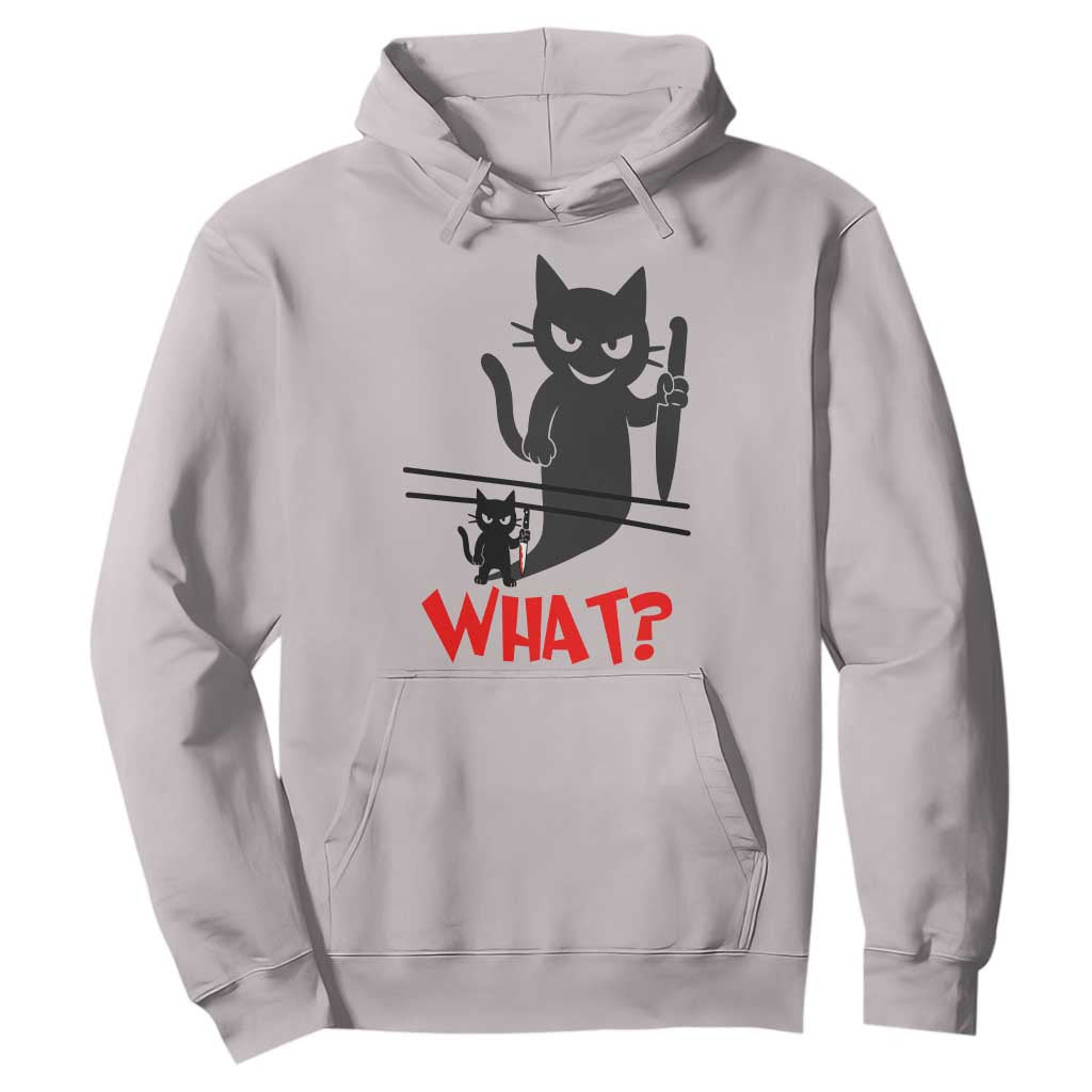 Murder Cat What Hoodie Funny Black Kitty Holding Knife Meme TS14 Ice Gray Print Your Wear