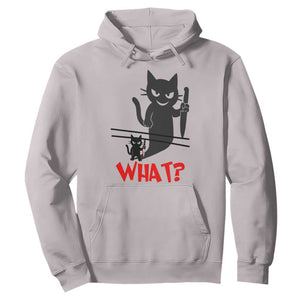 Murder Cat What Hoodie Funny Black Kitty Holding Knife Meme TS14 Ice Gray Print Your Wear