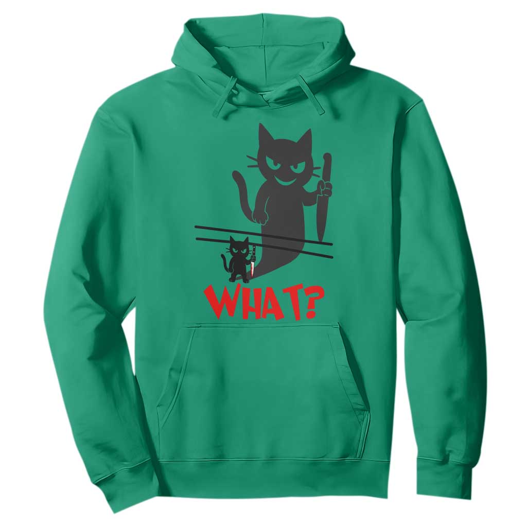 Murder Cat What Hoodie Funny Black Kitty Holding Knife Meme TS14 Irish Green Print Your Wear
