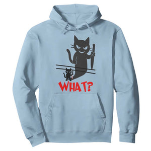 Murder Cat What Hoodie Funny Black Kitty Holding Knife Meme TS14 Light Blue Print Your Wear