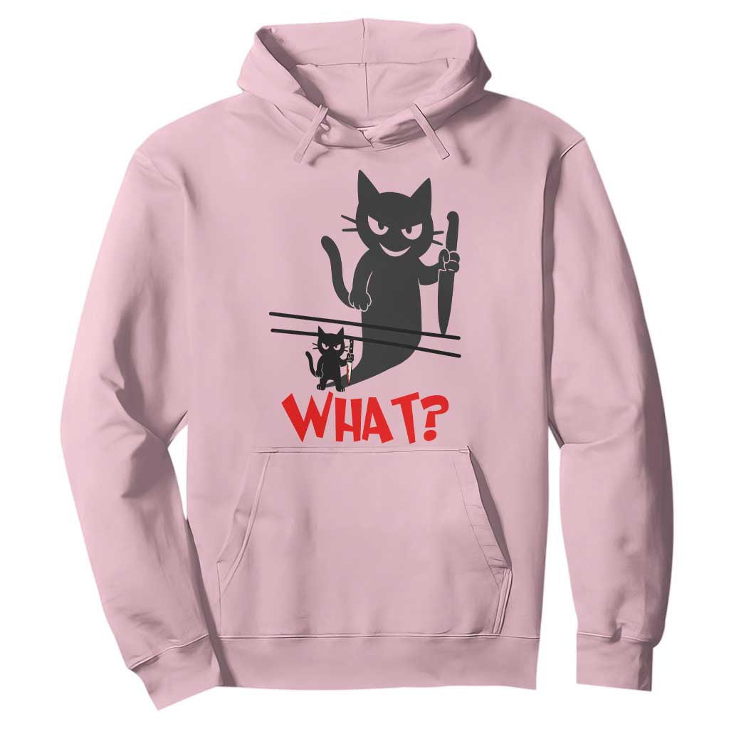 Murder Cat What Hoodie Funny Black Kitty Holding Knife Meme TS14 Light Pink Print Your Wear