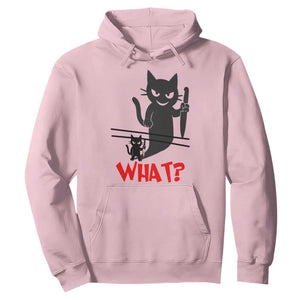 Murder Cat What Hoodie Funny Black Kitty Holding Knife Meme TS14 Light Pink Print Your Wear