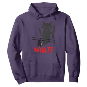 Murder Cat What Hoodie Funny Black Kitty Holding Knife Meme TS14 Purple Print Your Wear