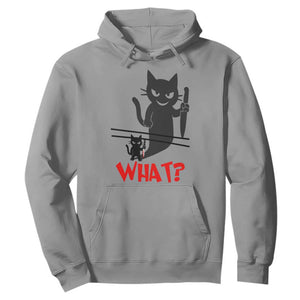 Murder Cat What Hoodie Funny Black Kitty Holding Knife Meme TS14 Sport Gray Print Your Wear