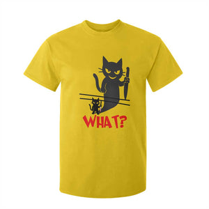 Murder Cat What T Shirt For Kid Funny Black Kitty Holding Knife Meme TS14 Daisy Print Your Wear