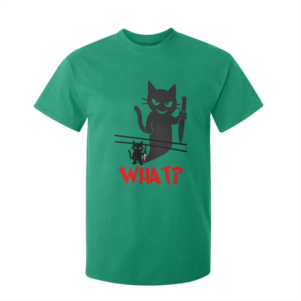 Murder Cat What T Shirt For Kid Funny Black Kitty Holding Knife Meme TS14 Irish Green Print Your Wear