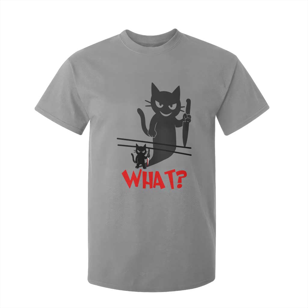 Murder Cat What T Shirt For Kid Funny Black Kitty Holding Knife Meme TS14 Sport Gray Print Your Wear
