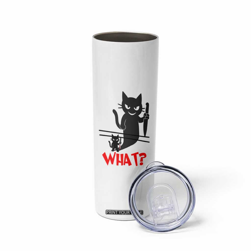Murder Cat What Skinny Tumbler Funny Black Kitty Holding Knife Meme TS14 Print Your Wear