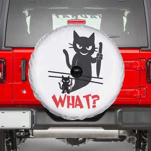Murder Cat What Spare Tire Cover Funny Black Kitty Holding Knife Meme TS14 White Print Your Wear