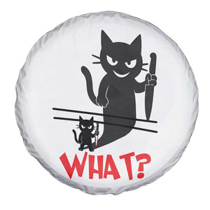 Murder Cat What Spare Tire Cover Funny Black Kitty Holding Knife Meme TS14 Print Your Wear