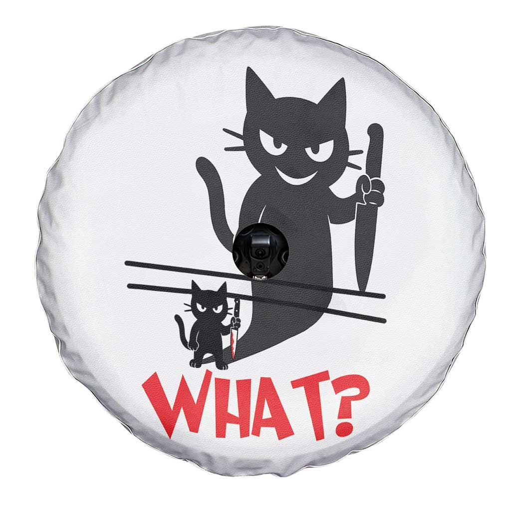 Murder Cat What Spare Tire Cover Funny Black Kitty Holding Knife Meme TS14 Print Your Wear