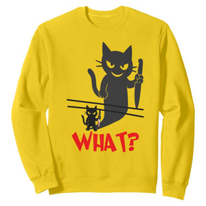 Murder Cat What Sweatshirt Funny Black Kitty Holding Knife Meme TS14 Daisy Print Your Wear