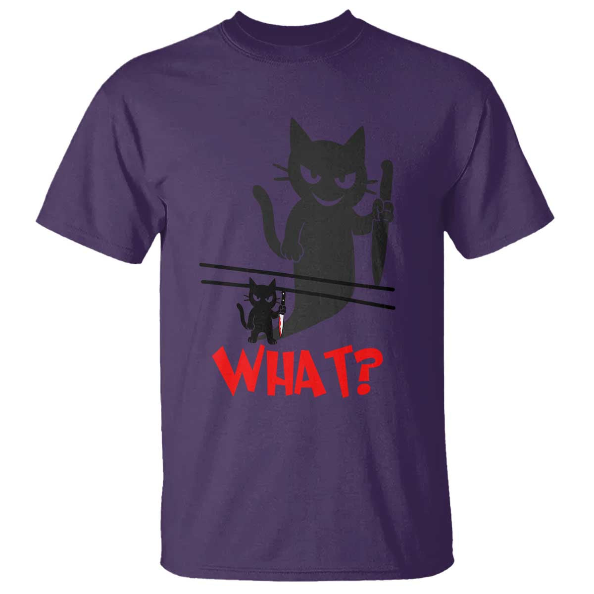 Murder Cat What T Shirt Funny Black Kitty Holding Knife Meme TS14 Purple Print Your Wear
