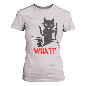 Murder Cat What T Shirt For Women Funny Black Kitty Holding Knife Meme TS14 Ice Gray Print Your Wear