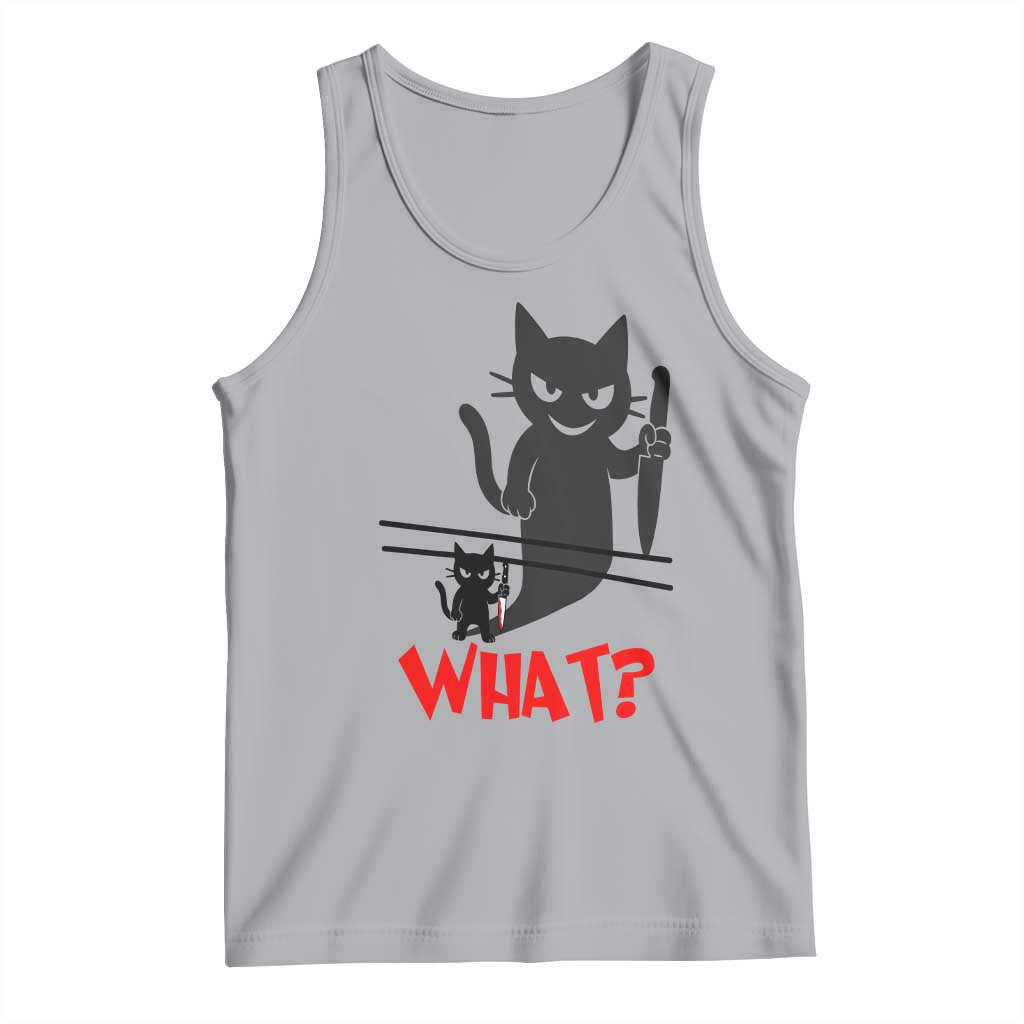 Murder Cat What Tank Top Funny Black Kitty Holding Knife Meme TS14 Athletic Heather Print Your Wear