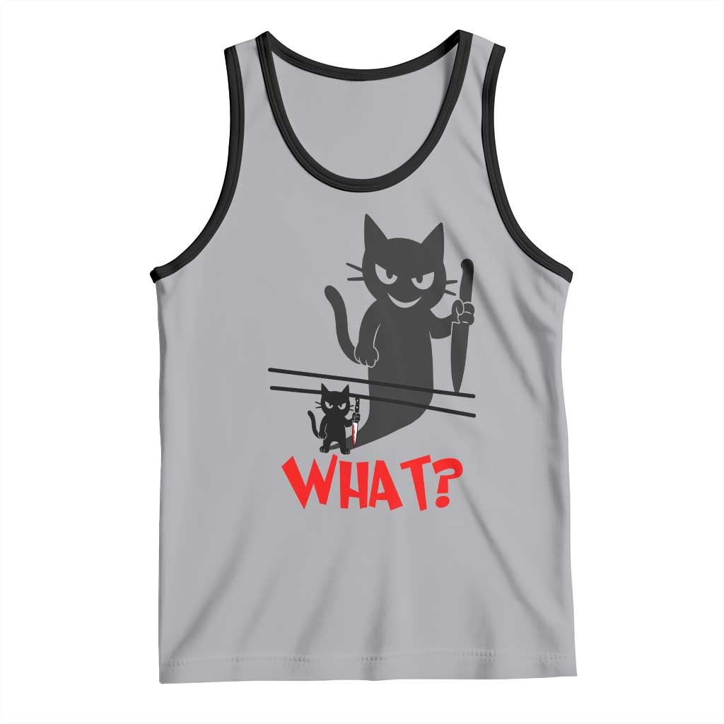 Murder Cat What Tank Top Funny Black Kitty Holding Knife Meme TS14 Athletic Heather Black Print Your Wear