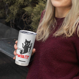 Murder Cat What Tumbler Cup Funny Black Kitty Holding Knife Meme TS14 Print Your Wear