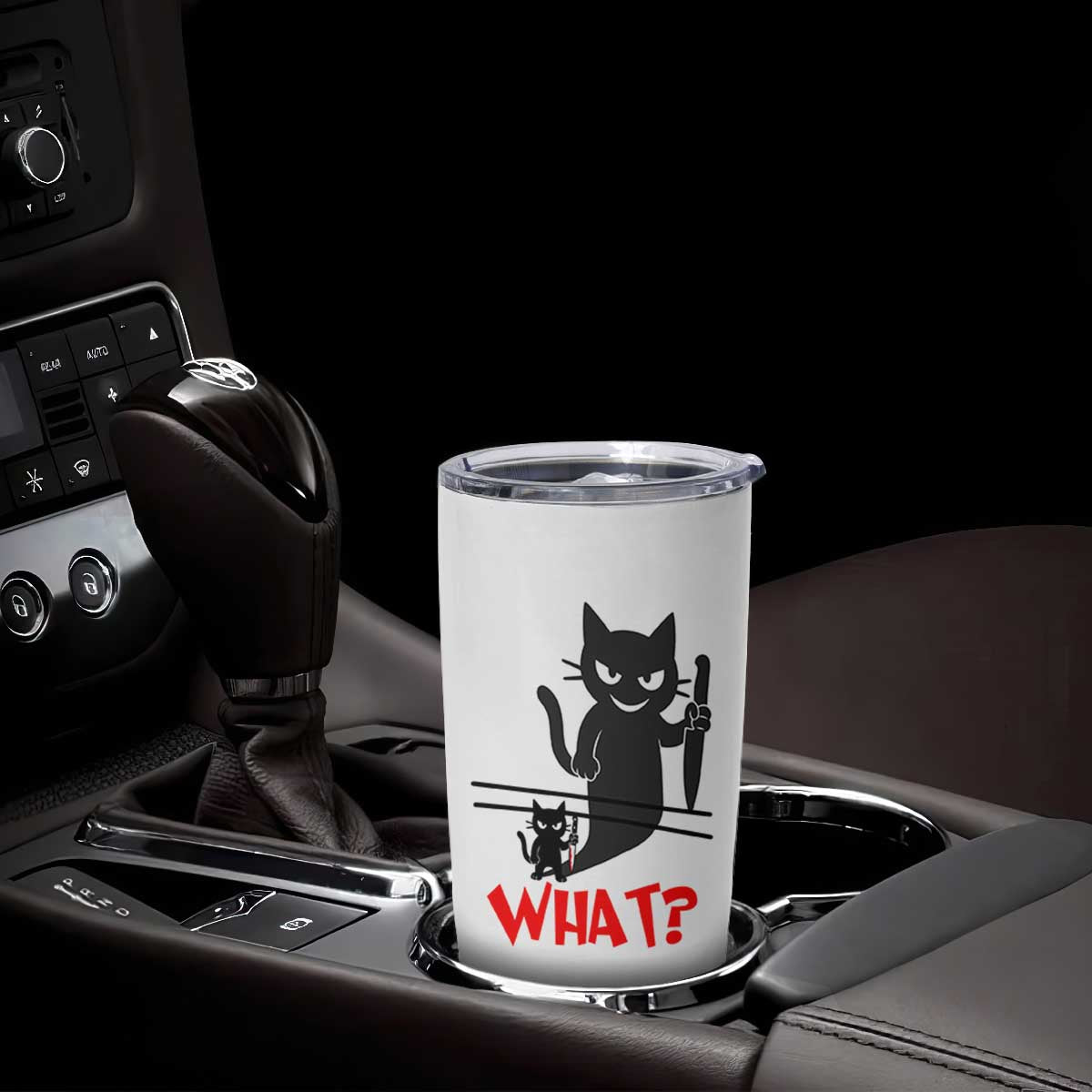 Murder Cat What Tumbler Cup Funny Black Kitty Holding Knife Meme TS14 Print Your Wear