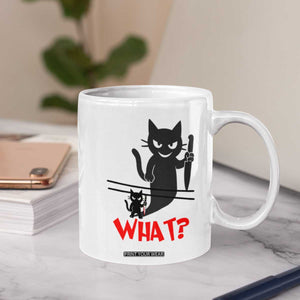 Murder Cat What Coffee Mug Funny Black Kitty Holding Knife Meme TS14 Print Your Wear