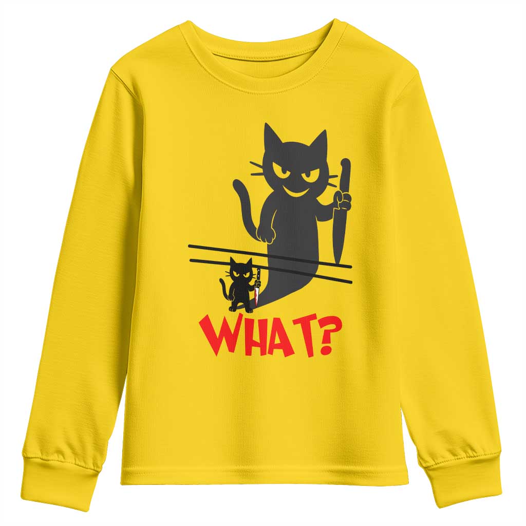 Murder Cat What Youth Sweatshirt Funny Black Kitty Holding Knife Meme TS14 Daisy Print Your Wear