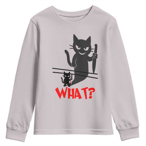 Murder Cat What Youth Sweatshirt Funny Black Kitty Holding Knife Meme TS14 Ice Gray Print Your Wear