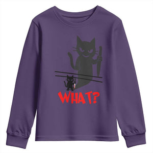 Murder Cat What Youth Sweatshirt Funny Black Kitty Holding Knife Meme TS14 Purple Print Your Wear