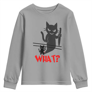 Murder Cat What Youth Sweatshirt Funny Black Kitty Holding Knife Meme TS14 Sport Gray Print Your Wear