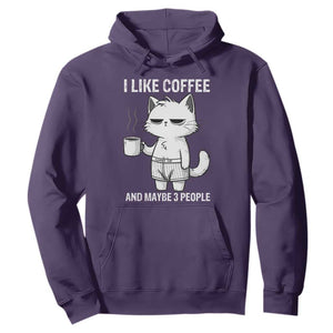 I Like Coffee And Maybe Three People Hoodie Funny Cat Coffee Lover TS14 Purple Print Your Wear