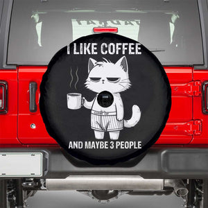 I Like Coffee And Maybe Three People Spare Tire Cover Funny Cat Coffee Lover TS14 Black Print Your Wear