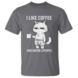 I Like Coffee And Maybe Three People T Shirt Funny Cat Coffee Lover TS14 Charcoal Print Your Wear